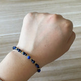 Lapis Lazuli Bracelet 3mm Beads 925 Silver Clasp