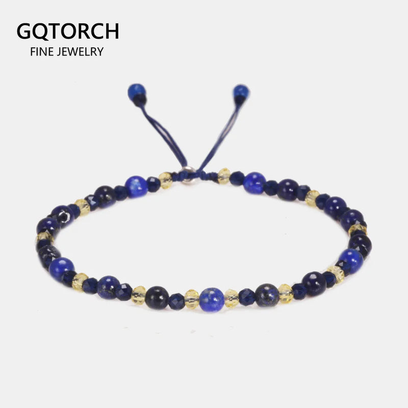 Lapis Lazuli Bracelet 3mm Beads 925 Silver Clasp