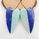Lapis Lazuli & Amazonite Heart Earrings Bead, 45x25x5mm