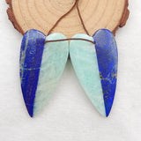 Lapis Lazuli & Amazonite Heart Earrings Bead, 45x25x5mm