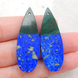Lapis Lazuli Malachite Intarsia Teardrop Earrings Bead 40x14x3mm