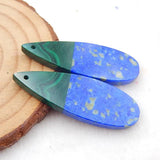 Lapis Lazuli Malachite Intarsia Teardrop Earrings Bead 40x14x3mm