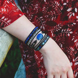 Vintage Leather Bracelet Natural Lapis Stone Wrap Bracelet