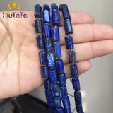 Lapis Lazuli Stone Beads Cylinder Shaped Spacer Beads 7.5''