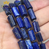 Lapis Lazuli Stone Beads Cylinder Shaped Spacer Beads 7.5''