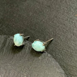 Natural Larima 925 Sterling Silver Stud Earrings Allergy-Free Gemstone Jewelry