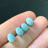 Natural Larima 925 Sterling Silver Stud Earrings Allergy-Free Gemstone Jewelry