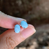 Natural Larima 925 Sterling Silver Stud Earrings Allergy-Free Gemstone Jewelry