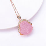 Laughing Buddha Pendant Agate Necklace Attract Good Luck