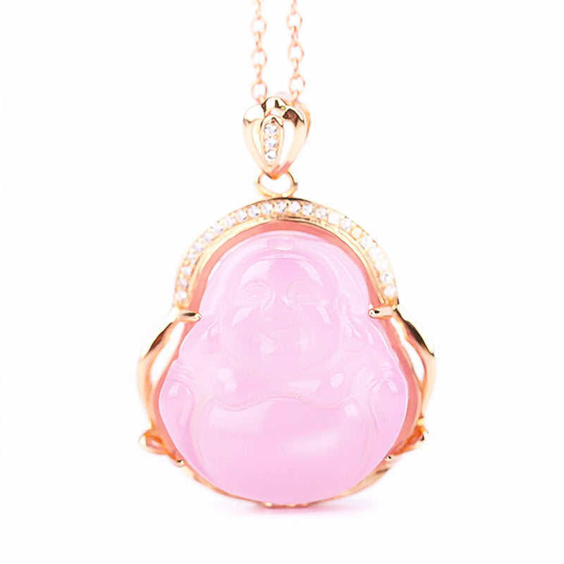 Laughing Buddha Pendant Agate Necklace Attract Good Luck