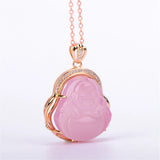 Laughing Buddha Pendant Agate Necklace Attract Good Luck