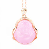 Laughing Buddha Pendant Agate Necklace Attract Good Luck