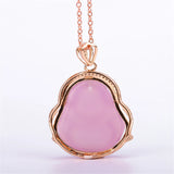 Laughing Buddha Pendant Agate Necklace Attract Good Luck