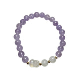 Lavender Amethyst Quartz Bracelet Moonstone Purple Stretch Bracelet