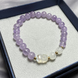 Lavender Amethyst Quartz Bracelet Moonstone Purple Stretch Bracelet