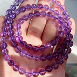 Lavender Amethyst Quartz Crystal Bracelet 6mm Round Beads 3 Laps AAAAAA