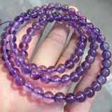 Lavender Amethyst Quartz Crystal Bracelet 6mm Round Beads 3 Laps AAAAAA