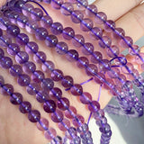 Lavender Amethyst Quartz Crystal Bracelet 6mm Round Beads 3 Laps AAAAAA