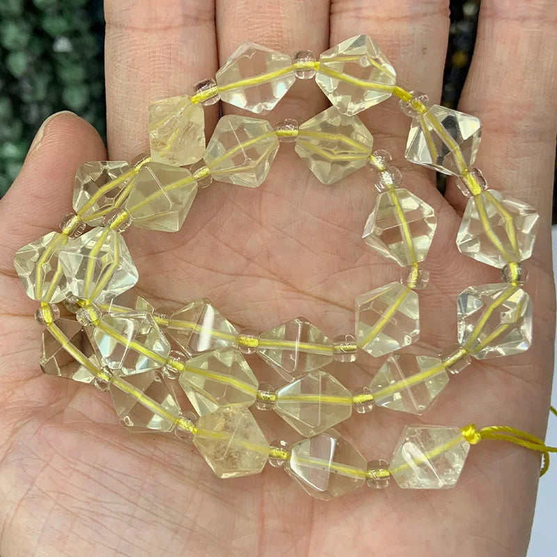 Natural Lemon Quartz Amethyst Beads 15'' Pyramid DIY Loose Beads