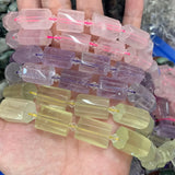 Faceted Natural Lemon Amethyst Rose Quartz Beads 15''