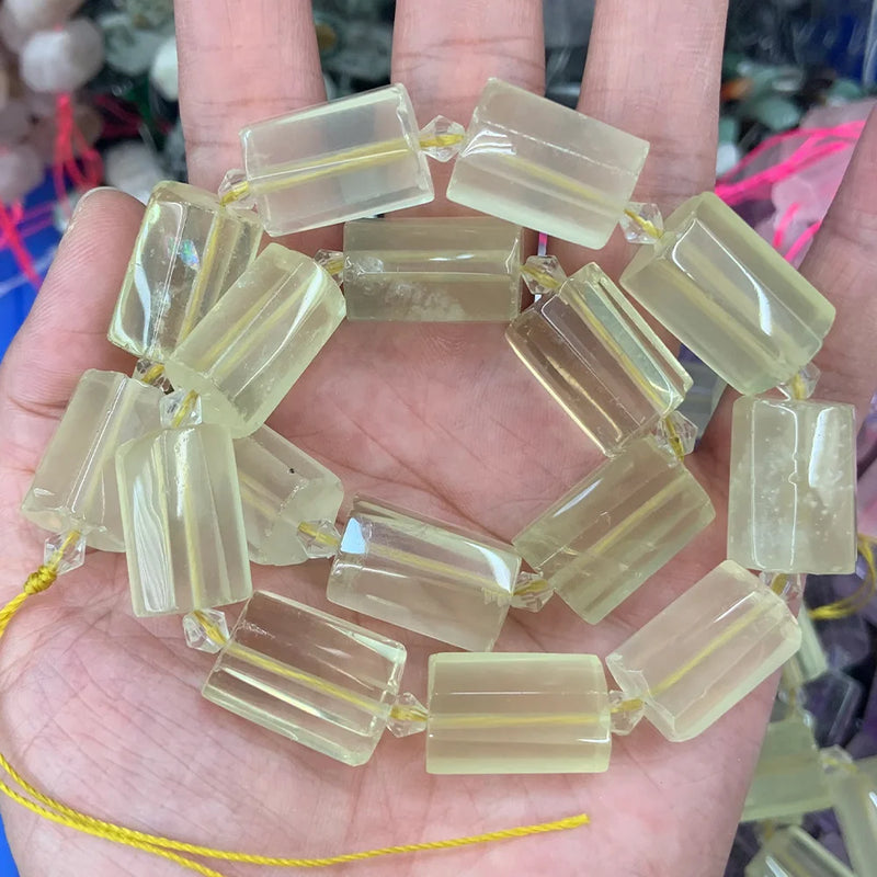 Faceted Natural Lemon Amethyst Rose Quartz Beads 15''