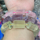 Faceted Natural Lemon Amethyst Rose Quartz Beads 15''