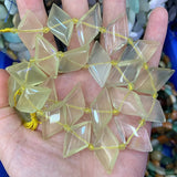 Lemon Quartz Moonstone Sunstone Stone Beads 15'' Rhombus Square DIY Loose Beads