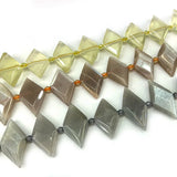 Lemon Quartz Moonstone Sunstone Stone Beads 15'' Rhombus Square DIY Loose Beads