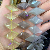 Lemon Quartz Moonstone Sunstone Stone Beads 15'' Square DIY Loose Beads