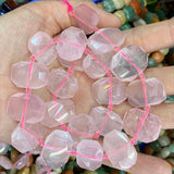 Lemon Quartz Rose Quartz Stone Beads 15'' Faceted Square Loose Beads