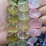 Lemon Quartz Rose Quartz Stone Beads 15'' Faceted Square Loose Beads