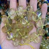 Lemon Quartz Rose Quartz Stone Beads 15'' Faceted Square Loose Beads