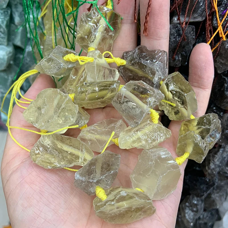 Natural Lemon Smoky Rock Quartz Beads 15'' DIY Loose Beads