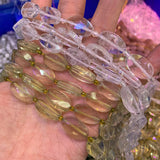 Natural Lemon Quartz Rock Quartz Beads 15'' Faceted Oval DIY Beads