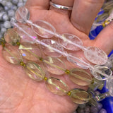 Natural Lemon Quartz Rock Quartz Beads 15'' Faceted Oval DIY Beads