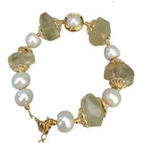 Lemon Crystal Nugget Freshwater Pearl Bracelet