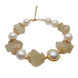 Lemon Crystal Nugget Freshwater Pearl Bracelet