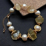 Lemon Crystal Nugget Freshwater Pearl Bracelet