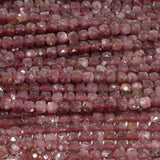 Lepidolite Faceted Cube Beads 4mm-4.2mm
