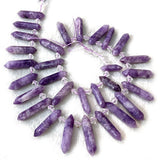Lepidolite Stone 15'' Sticks Crystal Point Shape DIY Beads Necklace