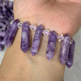 Lepidolite Stone 15'' Sticks Crystal Point Shape DIY Beads Necklace