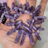 Lepidolite Stone 15'' Sticks Crystal Point Shape DIY Beads Necklace