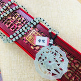 Xiuyan Jade Carved Dragon Horse Pendant Necklace Sweater Chain