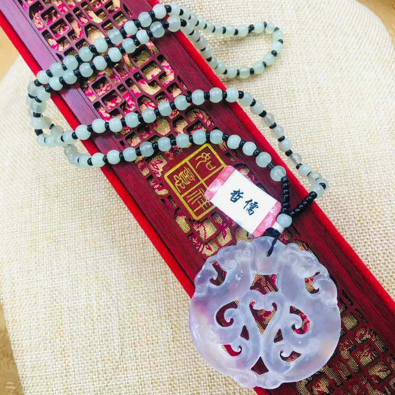 Liaoning Xiuyan Jade Dragon Pendant Necklace Men Women Sweater Chain