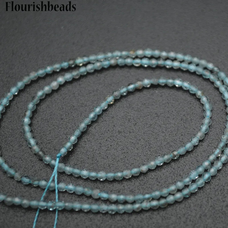 Natural Apatite Diamond-Cut Faceted 2mm Round Loose Beads