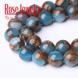 Natural Light Cloisonne Stone Round Beads 15 Inches Strand