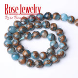 Natural Light Cloisonne Stone Round Beads 15 Inches Strand
