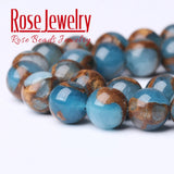 Natural Light Cloisonne Stone Round Beads 15 Inches Strand