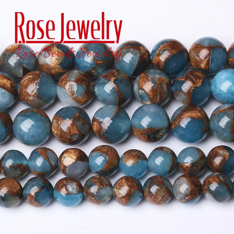 Natural Light Cloisonne Stone Round Beads 15 Inches Strand