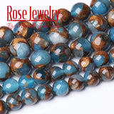 Natural Light Cloisonne Stone Round Beads 15 Inches Strand